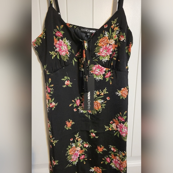 Fashion Nova Midi Length Slip Dress with Slit NWT - Picture 3 of 6